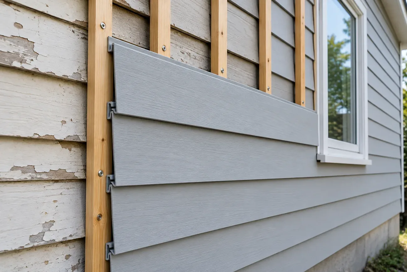 Over-siding being done on a home.