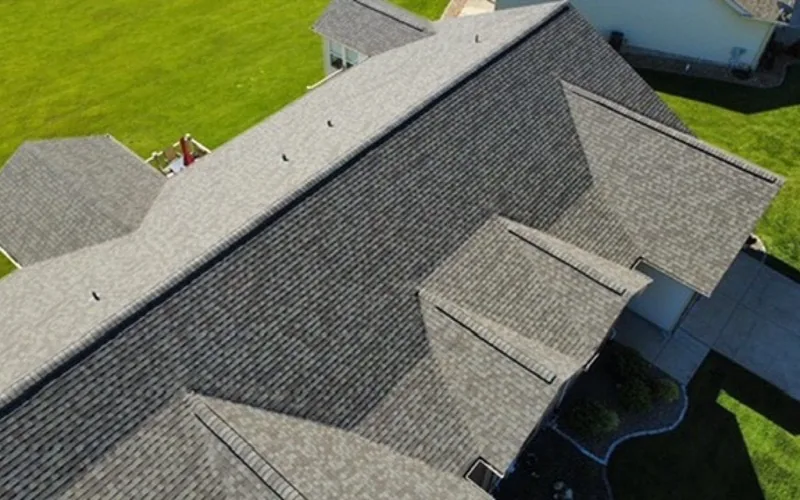 Completed shingle roof on a Franklin County home, seen from above